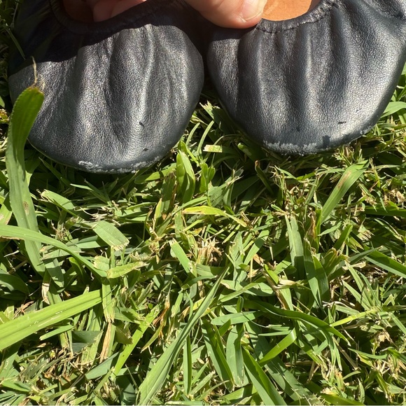 Tieks Black Leather Ballet Flats with Teal Accent - Picture 5 of 5